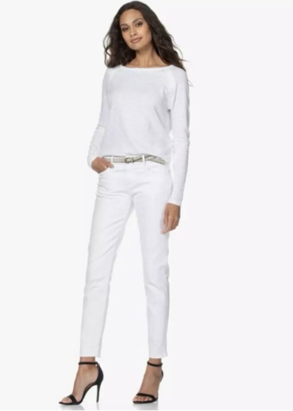FRAME Denim White Le Garcon Mid-rise Boyfriend Jeans Size 24 Cotton Blend